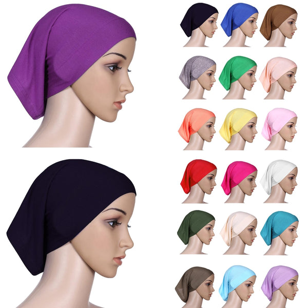 Women Head Scarf Cotton Stretch Headwrap.  Inner Headband Bonnet. Wear alone or under hats and scarves.