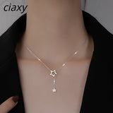 925 Sterling Silver Zircon Stars Necklace