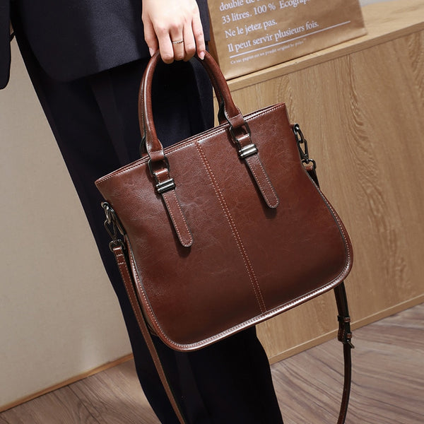 Leather Luxury Handbags  Handle Band and Shoulder Strap.